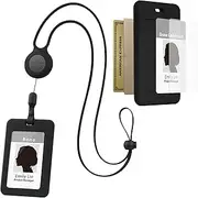 BONE Lanyard Retractable Badge Holder, ID Badge Holders with Slim Case, Large Capacity, Multiple Cards Slot,Interchangeable Lanyard Strap Black
