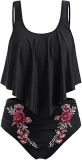 [N\P] NP Floral Print Bottom Bikini Set Women Swimwear Push Up Bikini Padded Black