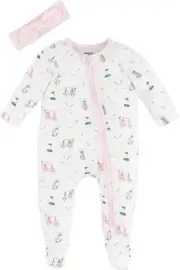 Mud Pie Girl's Pink Golf Baby Sleeper and Headband Set