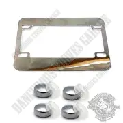 Show Chrome Metal Phat Bottom Motorcycle License Plate Frame FREE CAPS