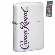 Zippo 49459 Crown Royal Logo White Matte Pocket Lighter + FLINT PACK
