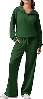 [Legou] Set Casual Long Sleeve Top Sweatshirt Wide Leg Pants Two Piece Female