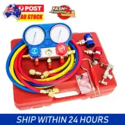 R134a R410a R22 HVAC A/C Manifold Gauges Refrigerant Kit 1.5m AC Vacuum Pump AU