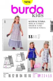 Burda Kids 9494 Girls Tunic & Dress Sewing Pattern Sizes 18 months - 6 years