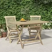 Folding Garden Table Grey 120x70x75 cm Solid Wood Teak,Outdoor Tables 16.4KG-362763