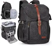 BAGSMART Camera Backpack, DSLR SLR Waterproof Camera Bag Backpack, Anti-Theft Photography Backpack with 15 Inch Laptop Compartment, Tripod Holder & Rain Cover, Black