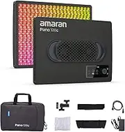 amaran Pano 120c Kit 120W RGBWW Full-Color Panel Light, Up to 13,490 Lux @ 1m, USB‑C PD & 150W DC Powered, Includes Softbox, Grid, Diffuser, Carrying Case for Photography & Video - Charcoal