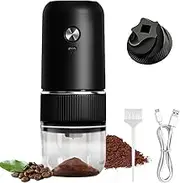 Portable Electric Burr Coffee Grinder, Rechargeable Coffee Bean Grinder with Adjustable Precision Grinding, One Touch Button Push Button Operation with Brush