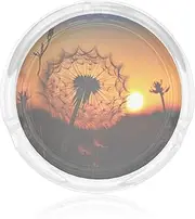 Glass Ashtray for Cigarettes Portable Decorative Modern Cigarette Ash Tray Sunset Dandelion Round Cigar Ashtrays Holder Cute Cool Tabletop Ashtray for Office Home Indoor Outdoor