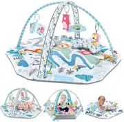 Baby Gym Play Mat, 10-In-1 Baby Gym Activity Play Mat & Ball Pit, with High Con