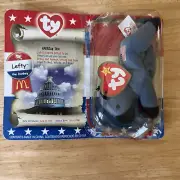 TY McDonalds Beanie Baby Lefty The Donkey 1996 Rare Tag Errors New