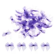 50Pcs Mini Chiffon Ribbon Bow 1" Mini Fabric Satin Craft DIY Deep Purple