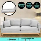 3 Seater Sofa Bed Lounge Couch Modular Furniture Home Suede Fabric Light Grey