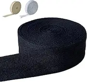 RAWMAT Twill Tape for Sewing, 100% Cotton Webbing 1 inch 5 Yard Roll Herringbone Ribbon, Natural Ribbon Color for DIY Craft Making and Tote Bag Patterns for Sewing (Black, 1 Inch, 5 Yards)