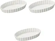 Set of 3 White Oval Oval 10 Pie Plates, 10.2 x 6.5 x 1.3 inches (26 x 16.5 x 3.2 cm) | Pie Plate, Ceramic, Setomonohonpo