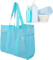 [Generic] Mesh Beach Bag - Pool Bag | Sandproof Waterproof Reusable Toy Organizer Large Storage Purses for Kids Swim Vacation Camping Cruise Family Travel Summer