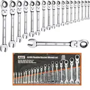 19 PCS NDI 2024 Flexi Head Ratchet Spanner Set 6MM-32MM Metric ND-0338
