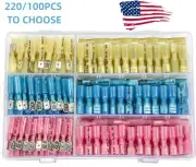 220x Waterproof Heat Shrink Spade Wire Connectors Electrical Terminals Crimp set