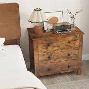 Costway3-Drawer Dresser Wide Chest of Drawers-Coffee