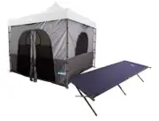 Adventure Kings Gazebo Tent Outdoor Shade + Camping Folding Single Stretcher Bed