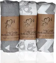 Baby Swaddle Blanket, 3 Pack Unisex Swaddle Wrap, 120 x 110 cm Cotton Ideal Newborn & Infant Swaddling Set, Muslin Swaddle Blankets Neutral Receiving Blanket for Boys and Girls