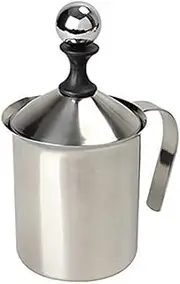 [HOMEGOAL] Milk Frother, Stainless Steel Manual Milk Foamer, Handheld Coffee Milk Frothing Pitchers,Manual Operated Milk Foam Maker For Cappuccino Coffee Latte Hot Chocolate(14-Ounce/400ml)
