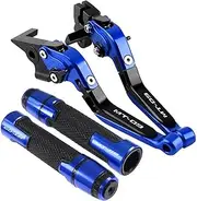 Motorcycle Handlebars Motorcycle Brake Clutch Levers Handlebar Knobs Handle Hand Grips for MT09 MT-09 2014 2015 2016 2017 2018 2019 2020(Blue-A7)