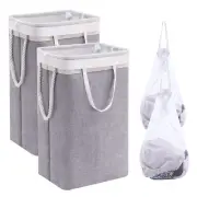 72L Collapsible Laundry Hamper 2 Pack, Large Laundry Basket with Lid and Remo...