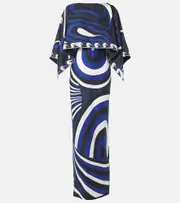 [Pucci] Pucci Iride silk twill slip dress and cape AU 8 blue