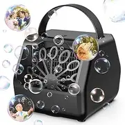 Bubble Machine, 8000+ Bubbles/Min Bubble Makers Portable Automatic Bubble Toy for Kids,2 Speed Modes, Powered by Plug in or Batteries, Bubble Blower for Parties, Festival, Birthday, Wedding (Black)