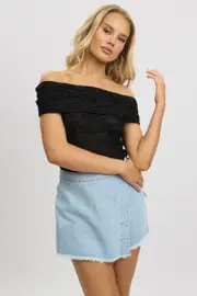 Black Textured Top Off Shoulder - Size 16XL, Women's Top