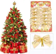 Ursumy Christmas Bowknots 12 Pieces Christmas Ribbon Bows Christmas Tree Bowknot