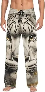 [PDZRMY] Snow Leopard Flower Pajama Pants for Men Men's Separate Bottoms, Lounge Pants with Pockets S