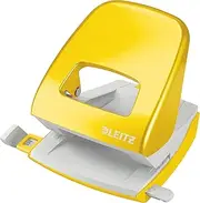Leitz Hole Punch, 30 Sheets, Guide Bar with Format Markings, Metal, Wow Range, 50081016 - Yellow