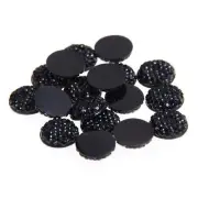 200 Black Resin Round Flatback Dotted Rhinestone Gem Beads 8mm(0.31")