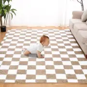 Super Soft Rug for Bedroom, 5x7 Ft Beige and White Area Rug Classic Checkered...