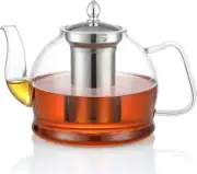 1500Ml Glass Teapot with Removable Infuser, Stovetop Safe Tea Kettle, Blooming a