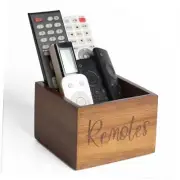 Remote Control Holder Caddy, Acacia Wood TV Remote Brown-for 3+ Remote Controls