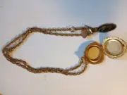Rare Vintage Label Miriam Haskell Gold Photo Locket Pendant Teardrop Necklace