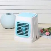 (Blue)Portable Mini Multi Function USB LED Air Cooler Humidifier Cooling Fan
