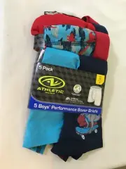 Athletic Works 5 Pack Boys Dinosaur Boxer Briefs DriWorks Moisture Wicking S,M