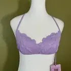 Savage x Fenty Women's XS Floral Glow Lace Tie Back Bralette Pastel Purple New