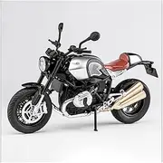 Die-cast Alloy Diecast 1:12 for BMW R NineT Motorcycle Model Car Rubber Tires with Light Motor Models Hobby Exquisite Presents Miniature Vehicle(Black)