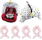 Candy Color Stroller Pegs Clips - 4 pack PRAM Clips,Blanket Clips Plastic Universal Clip,Car Seat Nursing Cover Clip,Mosquito Net Clips,Sun Shade to Canopy- Best Baby Shower Registry Gift Buggy Accessory (Pink)
