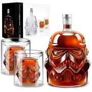 Whiskey Decanter Set Transparent Creative with 2 150ml Glasses, Whiskey Caraf...