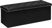 B FSOBEIIALEO Storage Ottoman Bench, Folding Tufted Ottomans with Storage, Extra Large 140L Toy Chest Footrest Bench for Bedroom, Luxury Velvet Fabric 43 Inches Black
