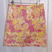 Tibi Yellow Pink Floral Ruffle Trim Drawstring Waist Skirt NEW W-398 Sz 8