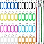40pcs Key Caps Tags and 5 pcs Wire Keychains, maxin Id Labels Tags in 8 and Stainless Steel Keychain in 5