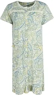 [CTM] Women's Plus Size Paisley Short Sleeve Duster Sleep Gown