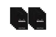 10x Rhodia No12 Top Stapled Pocket Notepad Office Stationery Note Dot Grid Black